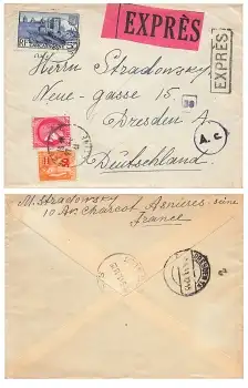 Frankreich Expres Brief o Asnieres 27.3.1941 nach Dresden