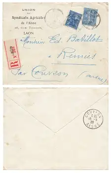 Frankreich R-Brief o Laon 15.5.1929