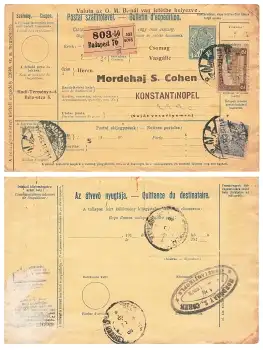 Ungarn 10 Filler Frachtbrief o Budapest 13.12.1917 nach Konstantinopel