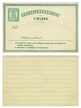 Finland Suomi 8 Pen Korrespondanskort Ganzsache um 1871 *