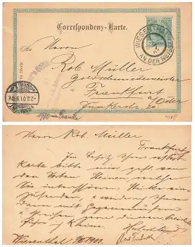 Österreich 5 Heller Correspondenz Karte Ganzsache o Wiesenthal an der Neisse 1.3.1901 nach Frankfurt Oder