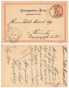 Österreich 2 Kreuzer Korrespondencni Listek (Böhm.) Ganzsache o Prag 26.12.1890 nach Wien