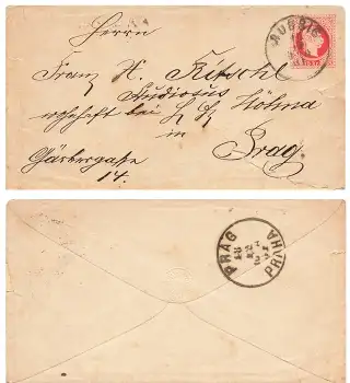 Österreich 5 Kreuzer Ganzsachenumschlag o Aussig 15.12.1881 nach Prag