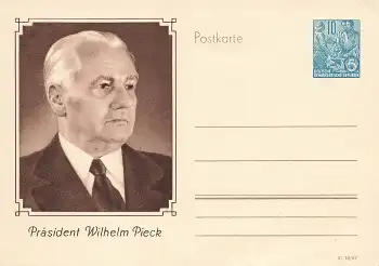 DDR Fünfjahrplan 10 Pfennig Ganzsache P67 Präsident Wilhelm Pieck 1953 *