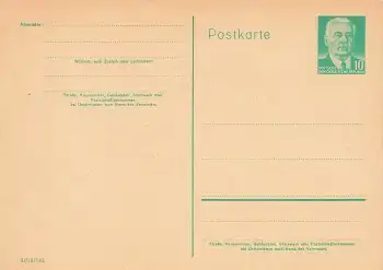 DDR Wilhelm Pieck 10 Pfennig Ganzsache P68  1956 *