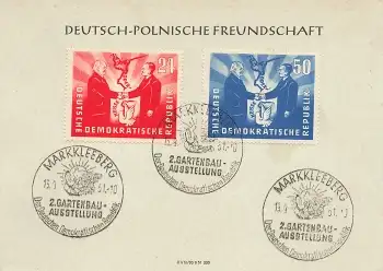 DDR Michel284 285 Deutsch Polnische Freundschaft mit Sonderstempel 13.9.1951