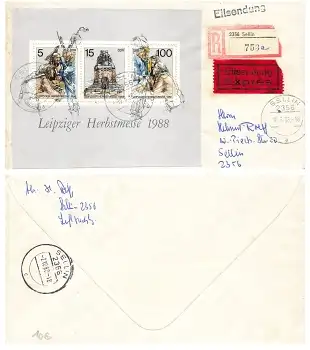 DDR Block 95 Leipziger Herbstmesse R-Brief Expres FDC o Sellin 30.8.1988