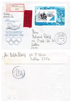 DDR Michel Block 90 Olympische Spiele Calgary auf R-Brief Expres FDC o Sellin 19.1.1988