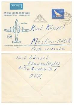 Berlin Moskau Liniendienst Erstflug 1.4.1960 o Adorf 28.3.1960