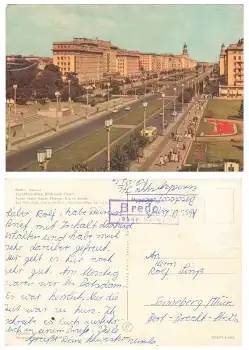 Berlin Karl-Marx-Allee Landpoststempel Bredow über Nauen o um 1963