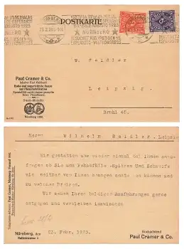 Nürnberg Paul Cramer Pinselfabrik Werbestempel Esperanto Weltkongress August 1923