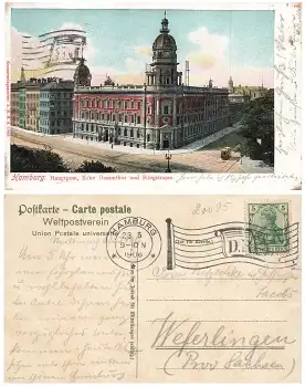 Hamburg Hauptpost Flaggenstempel D.R. o 23.5.1906