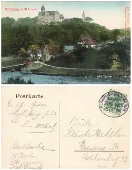 09328 Rochsburg Bahnpoststempel Glauchau Grossbothen Zug 1465 29.5.1908