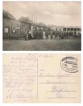 Ostpreussen Kaserne  Bahnpoststempel Insterburg Lyck Zug 35 3.9.1915 Feldpost