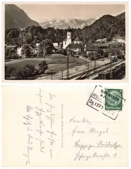 82438 Eschenlohe Bahnpoststempel Garmisch München Zug 1370 3.5.1937