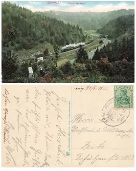 Steinicht Vogtland Bahnpoststempel Gera Weischlitz Zug 2171 27.5.1912