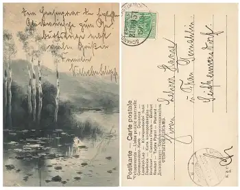 Künstlerkarte Bahnpoststempel Schandau Oberneukirch Zug 951 19.10.1904