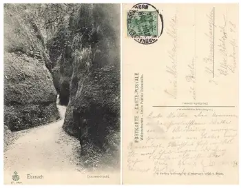 Eisenach Drachenschlucht Bahnpoststempel Nordhausen Paderborn Zug 288 10.7.1914