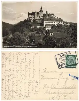 Burg Lauenstein Bahnpoststempel Saalfeld Lichtenfels Zug 356 15.6.1936