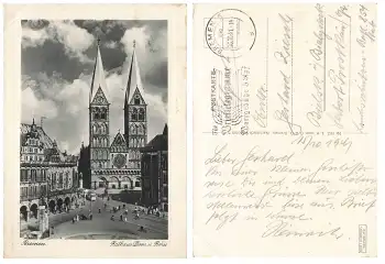 Bremen Feldpost 2.WK Werbestempel Brieftelegramm o 16.10.1941