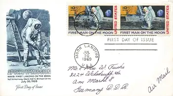 USA Apollo 11 Mission Mondlandung FDC Frist Day of Issue 20.7.1969