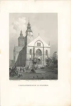 Goldberg Liebfrauenkirche in Schlesien original Stahlstich von Huber nach Theodor Blätterbauer um 1887