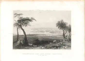 Constantinople from Above Scutari original Stahlstich Barflett Brandard um1840