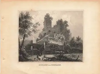 Girbaden Schloss Frankreich original Stahlstich um 1840