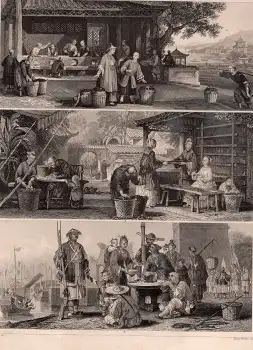 China Trachten Lithographie Henry Winkles um 1850