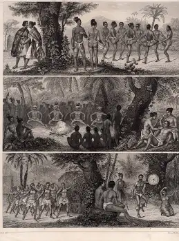 Afrika Trachten Lithographie Henry Winkles um 1850