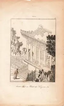 China Palast des Königs von Tri original Kupferstich um 1790