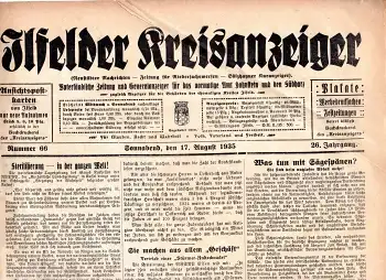 Ilfelder Kreisanzeiger Wochenzeitung 17.August 1935