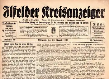 Ilfelder Kreisanzeiger Wochenzeitung 28. August 1935