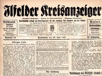 Ilfelder Kreisanzeiger Wochenzeitung 20. Juli 1935