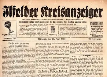 Ilfelder Kreisanzeiger Wochenzeitung 19. Juni 1935