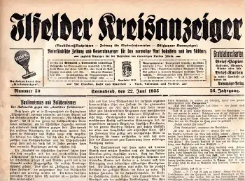 Ilfelder Kreisanzeiger Wochenzeitung 22. Juni 1935