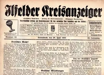 Ilfelder Kreisanzeiger Wochenzeitung 29. Juni 1935