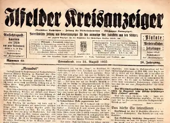 Ilfelder Kreisanzeiger Wochenzeitung 24. August 1935