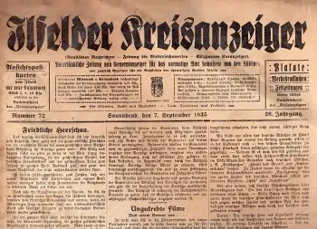 Ilfelder Kreisanzeiger Wochenzeitung 7. September 1935