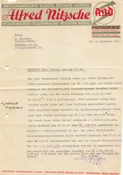 Dresden Kaiser Wilhelm Platz Alfred Nitzsche Elektro Großhandlung Briefkopf 1941