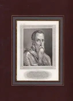 Ferdinand Herzog von Alba original Stahlstich C. Barth um 1850