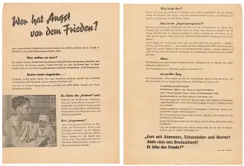 Flugblatt Wer hat Angst vor dem Frieden? DDR Propaganda 1951