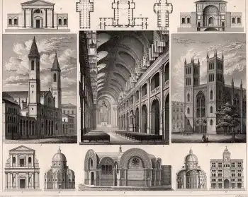 Architektur Kirchen original Stahlstich Henry Winkles nach G Heck um 1850