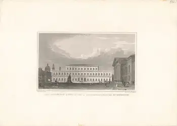 München Königsbau und Nationaltheater original Stahlstich Müller um 1850