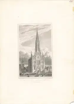 Münchnen Pfarrkirche der Vorstadt Au original Stahlstich um 1850