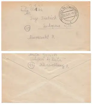 SBZ Gebühr bezahlt Stempel o Theissen 29.12.1945