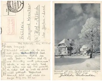 Amerikanische Besatzungszone Gebühr bezahlt Stempel o Alsfeld 21.12.1945