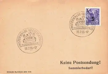 Finsterwalde Sonderstempel auf Karte 2. Sängerfest 20.7.1955