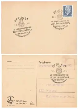 DDR VIII. Europäischer Kongress für Dialyse und Transplantation Sonderstempel o Berlin 108 19.6.1971