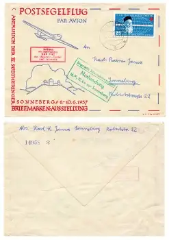 Postsegelflug Sonderstempel Meiningen Dolmar Sonneberg Notlandung o 3.9.1957